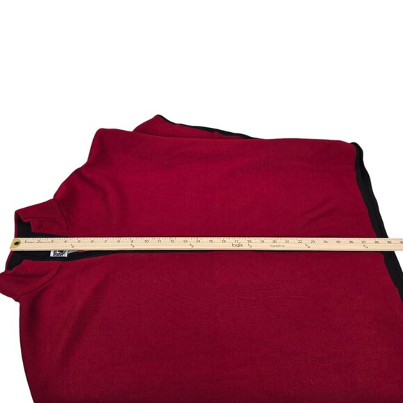 Anne Klein Cape Poncho Knit Sweater Size XL Red Full Zip Cardigan *Holes* - Picture 5 of 10